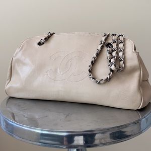 Chanel Beige Mademoiselle Caviar Vintage Bowler Bag